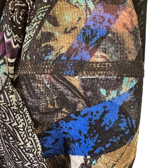 Karen Kane Sheer Mesh Long Sleeve Y2K Slim Paisley Scoop Neck Top XL - Picture 4 of 4